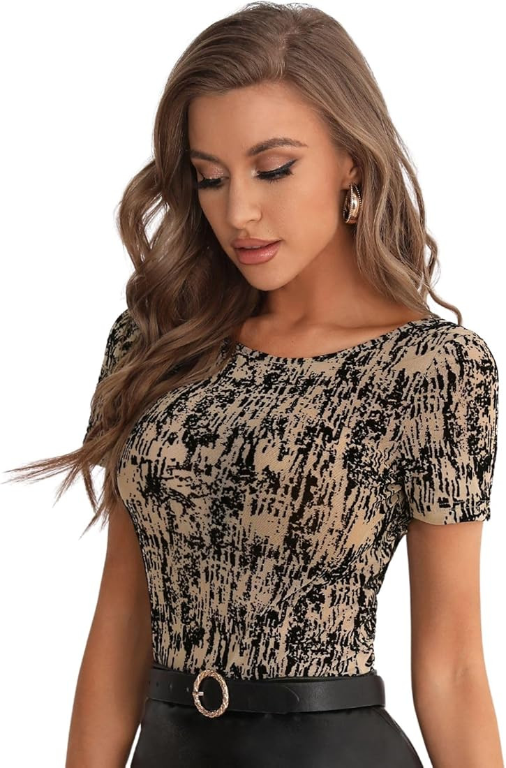 Verdusa Women's Twist Open Back Short Sleeve Round Neck Tee T Shirt Top | Amazon (US)