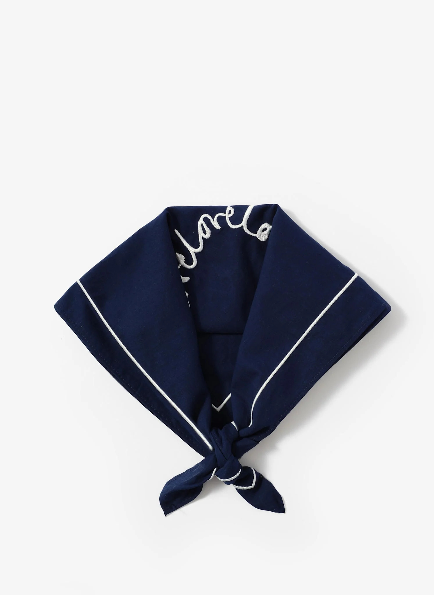 Navy Cotton Heart Embroidered Square Scarf | Mint Velvet