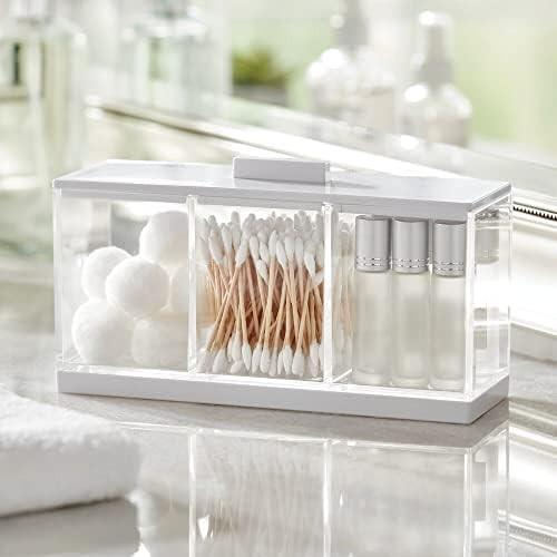 mDesign Plastic Makeup Organizer Storage Canister Box with 3 Sections and Lid for Bathroom Vanity Co | Amazon (US)