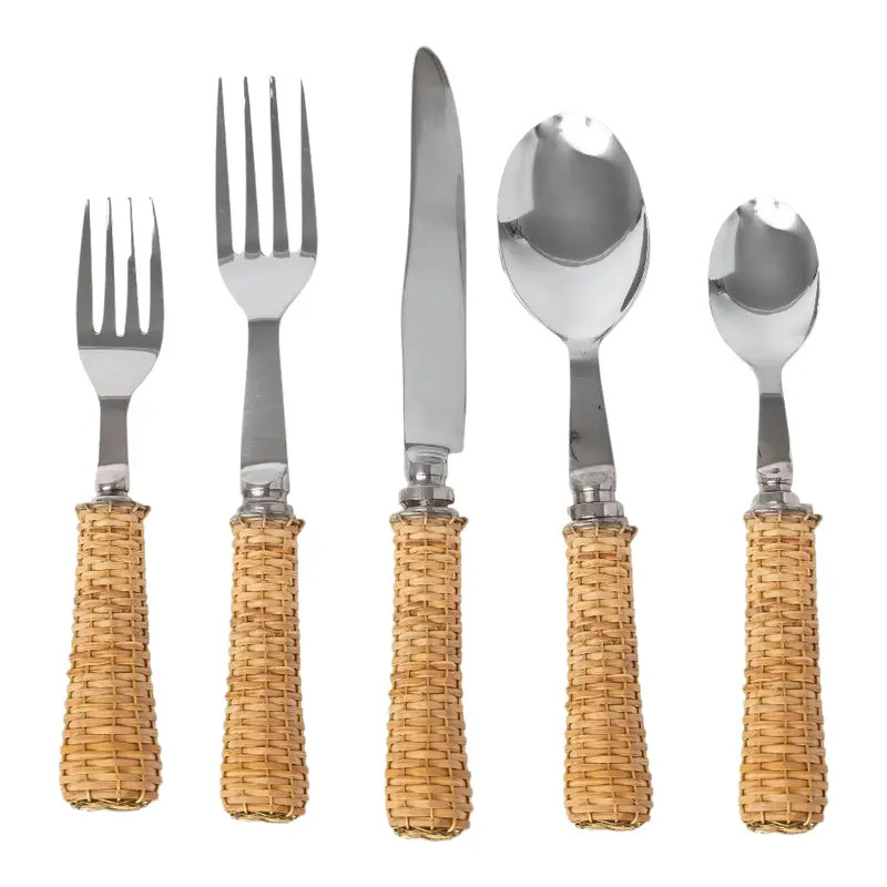 Basketweave Five Piece Flatware, Set of 5 | Chairish