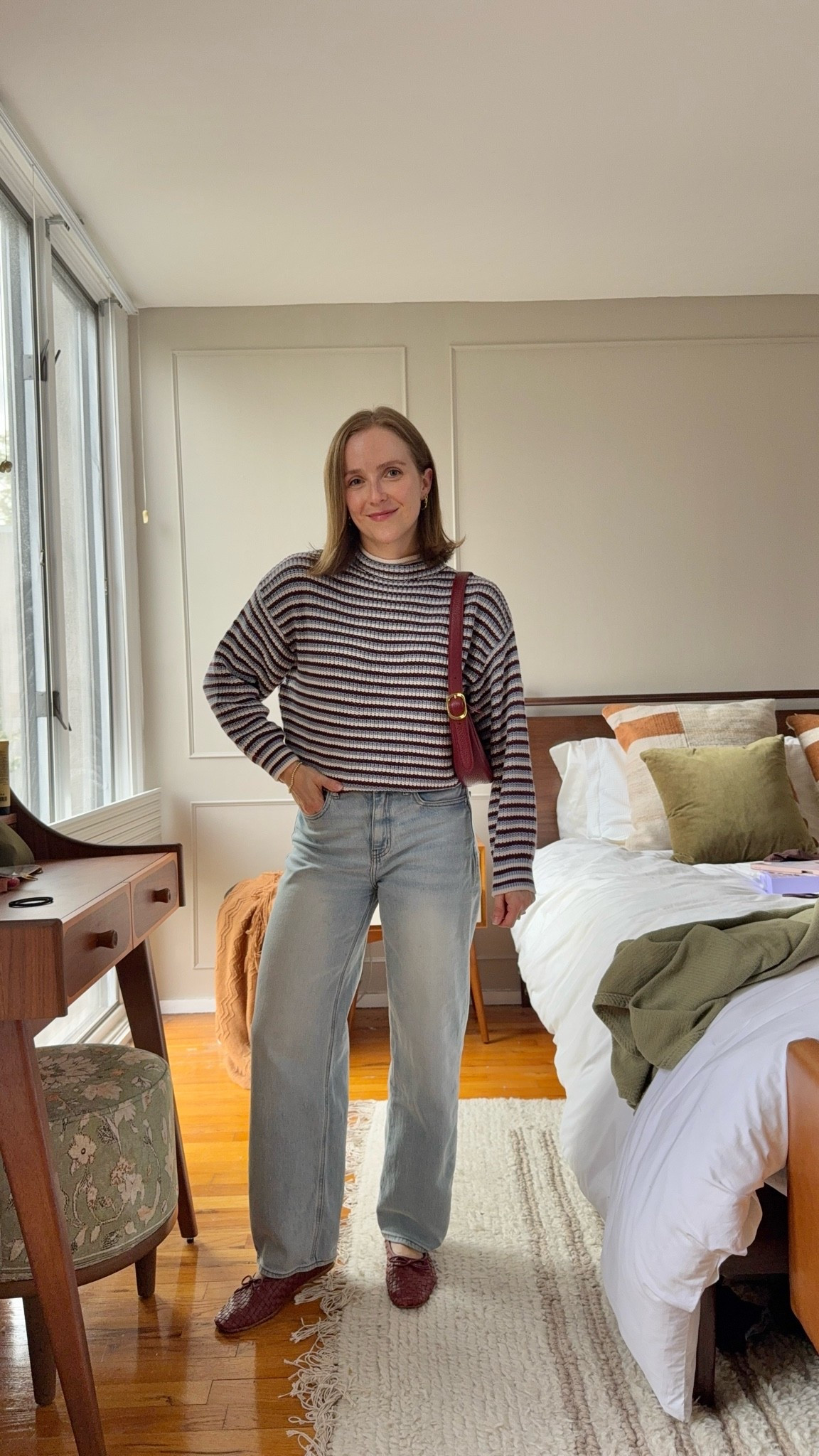 100% cotton rollback sweater 
Gap 30% off fall sale with YOURS 
Wearing xs 
25 reg length barrel jeans quince

#LTKootd #LTKSaleAlert #LTKPetite