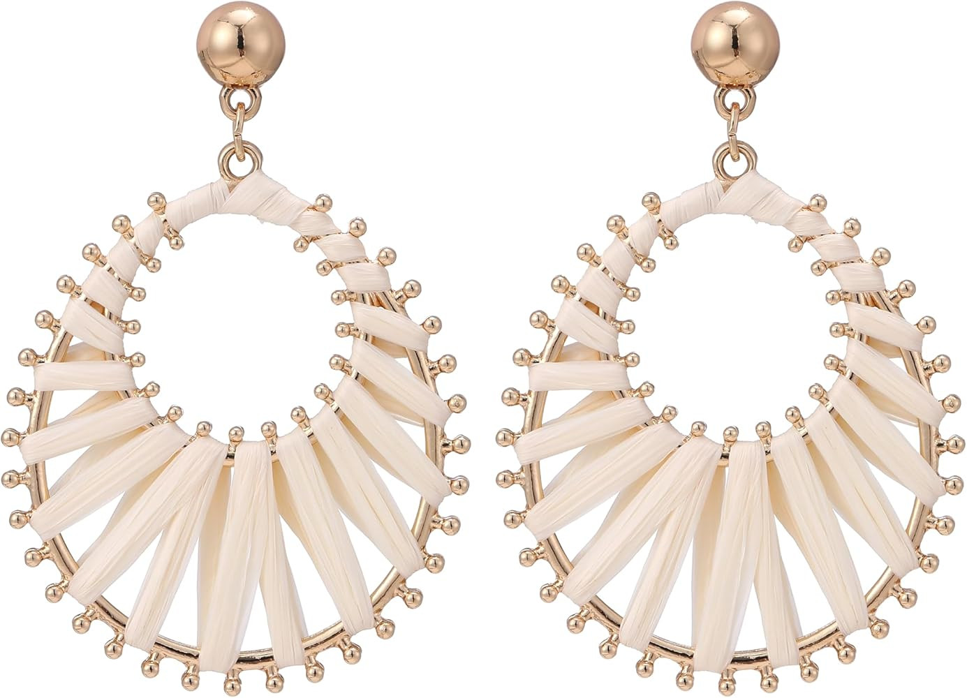 Viva Joya Boho Raffia Style Teardrop Earrings for Women, Beach Vacation Summer Large Statement Dr... | Amazon (US)