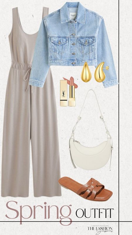 Spring Outfit | Denim Jacket | Jumpsuit | Sandals | Shoulder Bag | 

#LTKSeasonal #LTKstyletip #LTKshoecrush