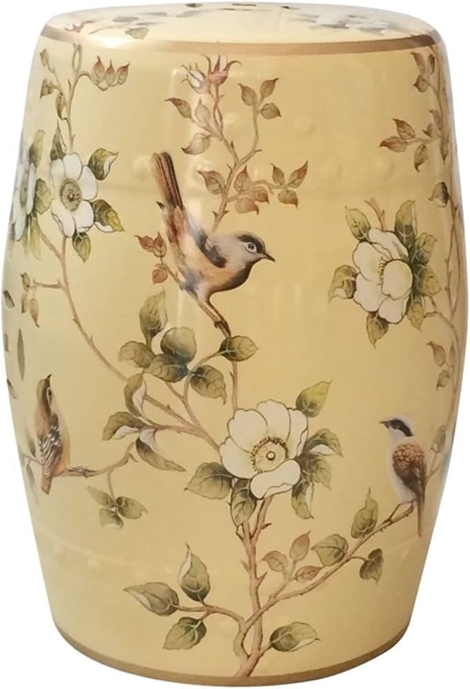 Decorative Ceramic Garden Stool, Glazed Hollow Flower and Bird Changing Stool, Suitable for Livin... | Amazon (US)