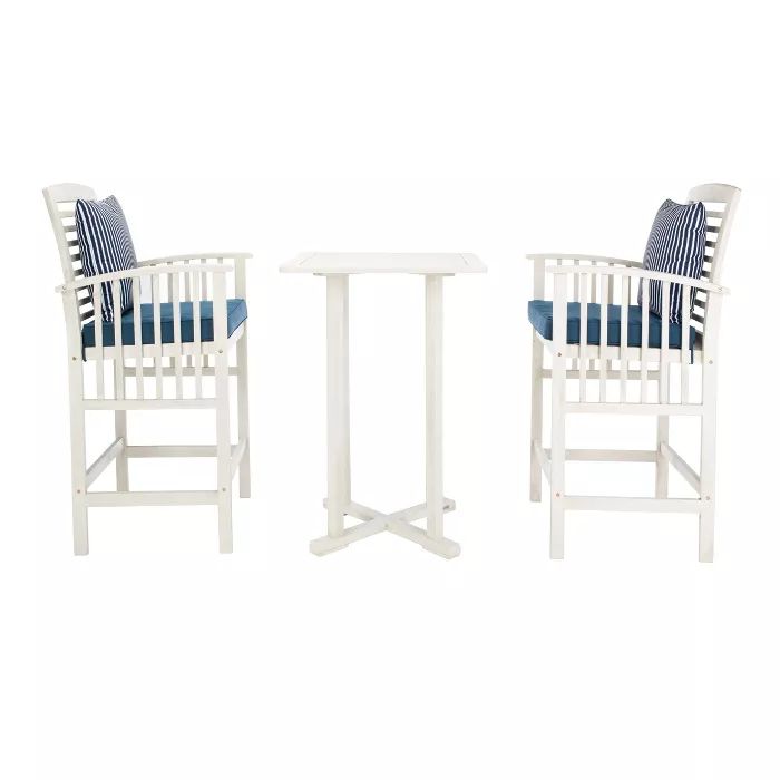 Pate 3pc Bistro Set - White/Navy - Safavieh | Target