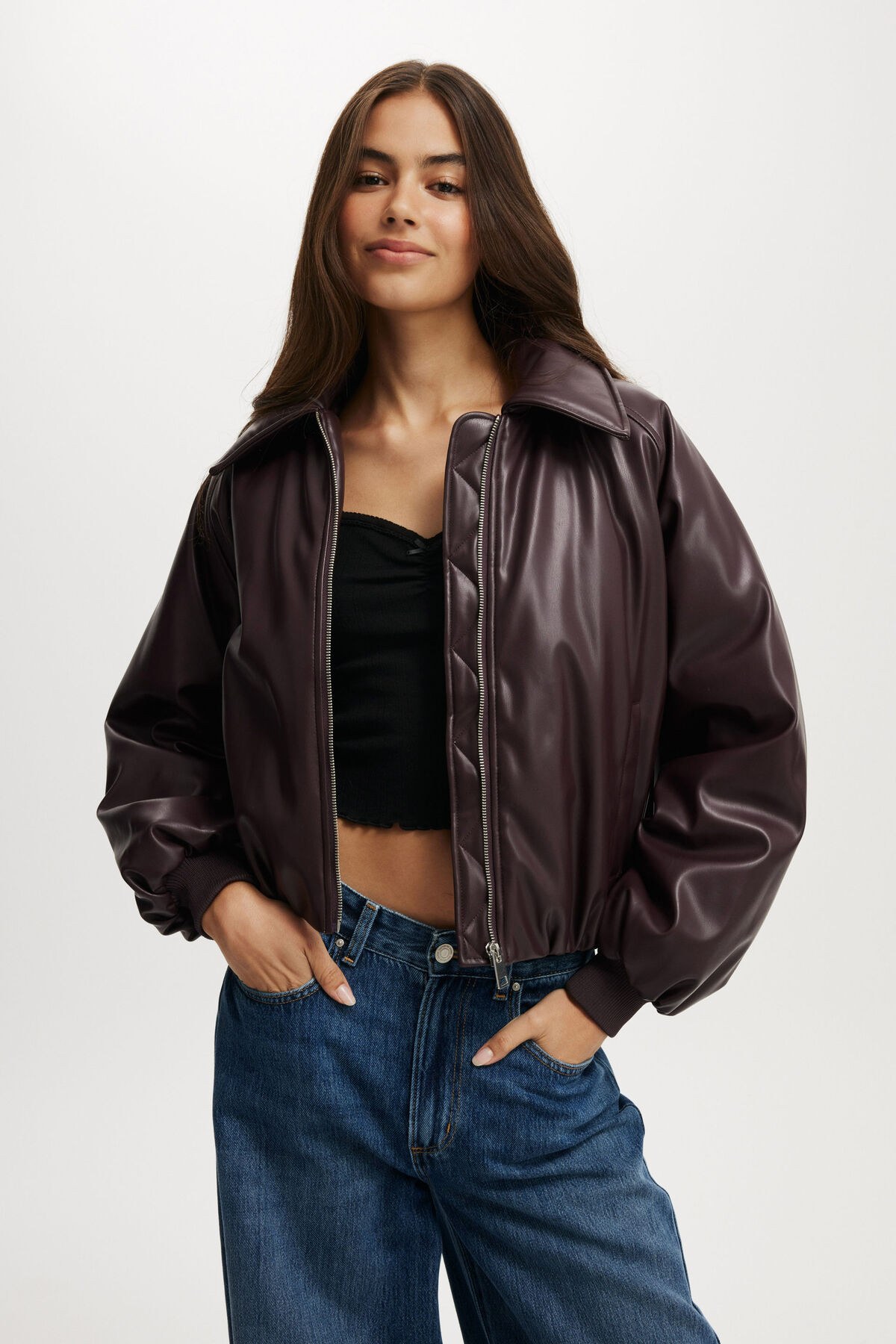 Faux Leather Puff Jacket | Cotton On (ANZ)