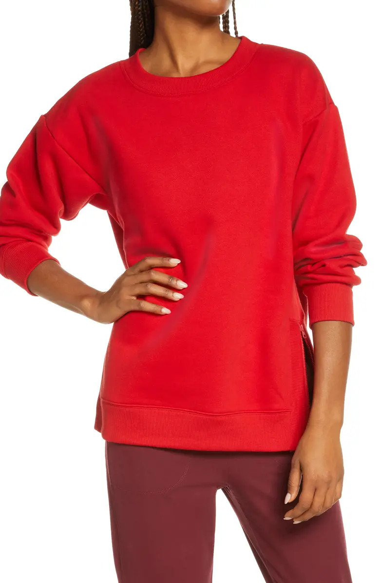 Cara Side Zip Crewneck Sweatshirt | Nordstrom