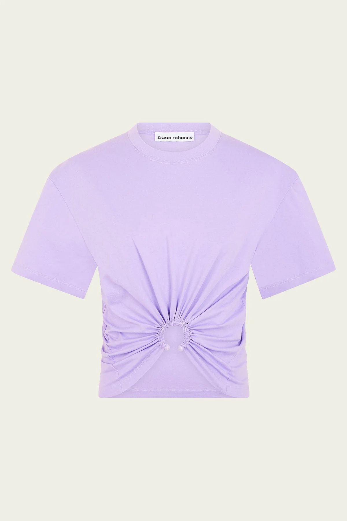 Gathered Cotton Cropped T-Shirt in Lavender | Shop Olivia
