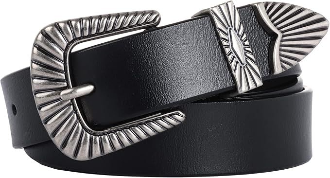 ALAIX Belts for women Women's Belts Silver Gold Buckle leather belts Black Western belts Jeans Pa... | Amazon (US)