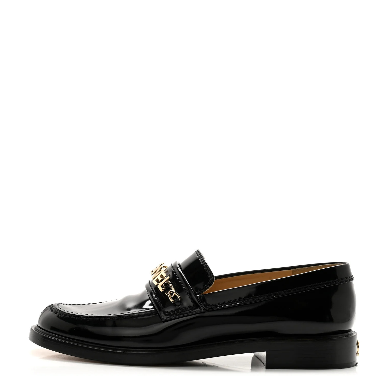 Shiny Calfskin Logo Loafers 39 Black | FASHIONPHILE (US)