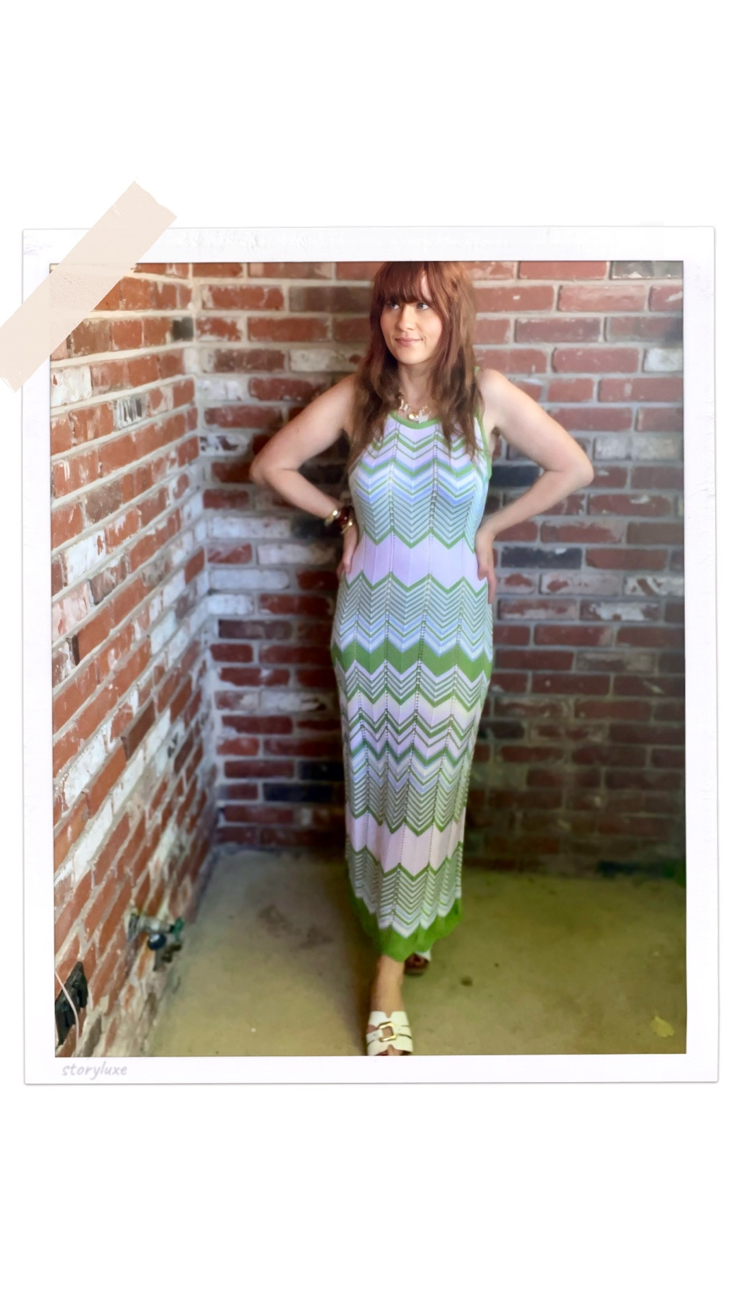 Knit summer dress with a chevron print. Missoni inspired print.
Great for your next vacation
Paired with a summer necklace and sandals

#LTKootd