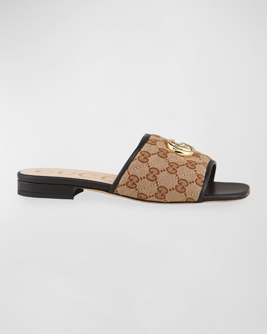 Gucci Jolie Original GG Canvas Slides | Neiman Marcus