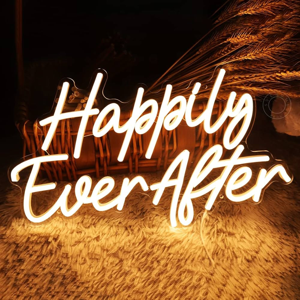 SYLHOME Happily Ever After LED Neon Light Sign Wedding Party Birthday Neon Art Wall Sign Decor US... | Amazon (US)