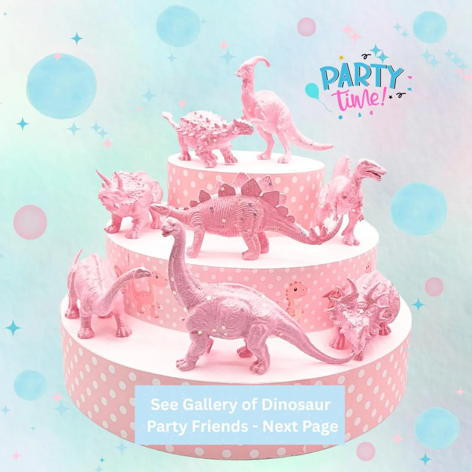 Pink Dinosaur Cake Toppers: Holographic Sparkle Party Decor - Etsy | Etsy (US)