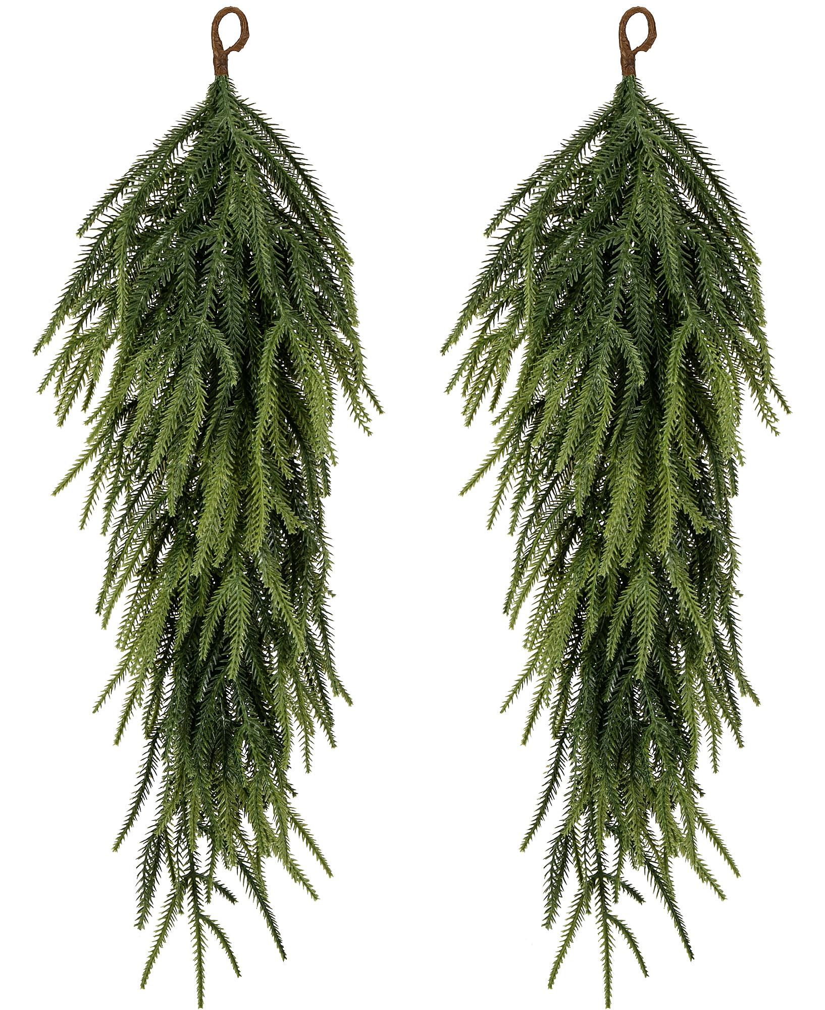 2 Pcs 30" Extra Length Artificial Christmas Teardrop Swag, Faux Pine Needles Teardrop Door Swag, ... | Amazon (US)