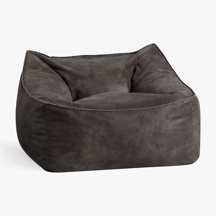 Textured Faux-Suede Charcoal Modern Lounger | Pottery Barn Teen