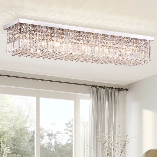 Casey-Rae 6 - Light Flush Mount Dimmable Chandelier with Crystal Accents | Wayfair North America