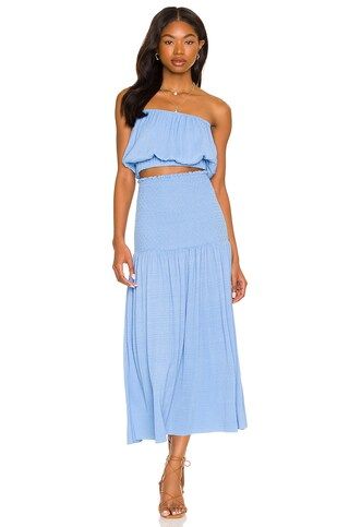 Line & Dot Jenna Midi Skirt in Sky Blue from Revolve.com | Revolve Clothing (Global)