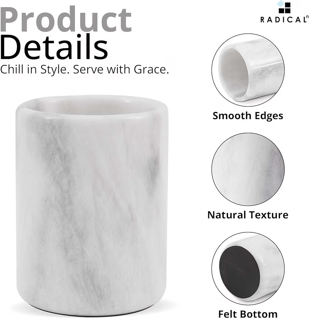 Radicaln Marble Wine Chiller 6.5" Inches White Handmade Insulated Cooler For Champagne - Wine Chi... | Amazon (US)