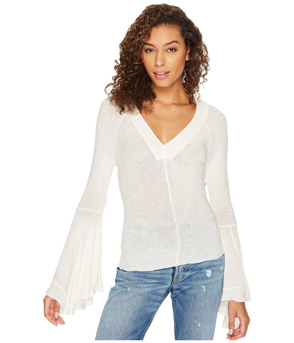 Free People - Soo Dramatic Long Sleeve Top (Ivory) Women's Long Sleeve Pullover | Zappos