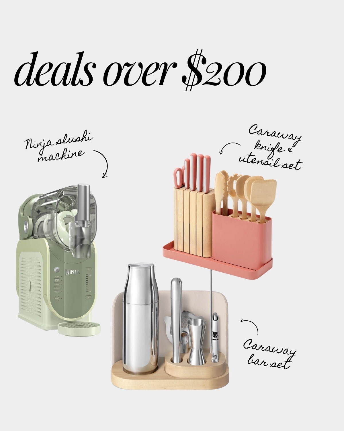 You don’t want to miss these Black Friday deals! Ninja Slushi Machine, Caraway Knife & Utensils Set, and Caraway bar set. Take an extra 10% off at Caraway home with code CAROLYN 

#LTKHoliday #LTKGiftGuide #LTKCyberWeek