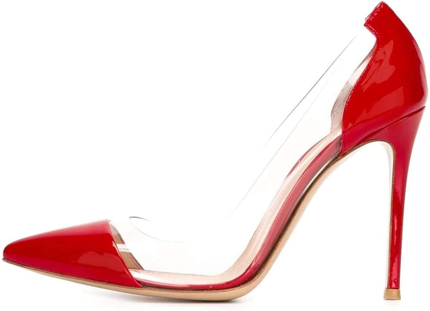 FSJ Women Elegant Stiletto Clear Pumps High Heels Slip On Sandals Party Wedding Dress Shoes Size ... | Amazon (US)