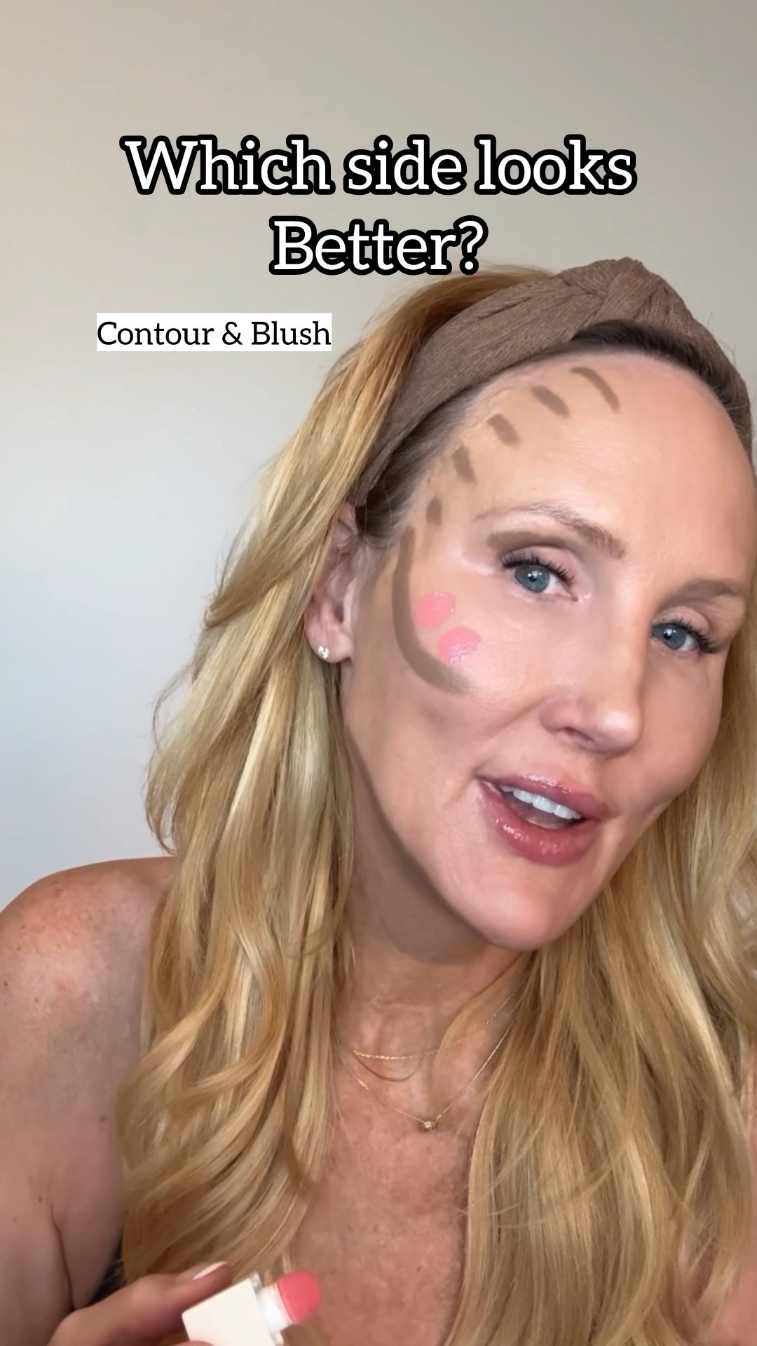 Which side looks better? 

#makeup #blush #contour #summermakeup #makeupover40