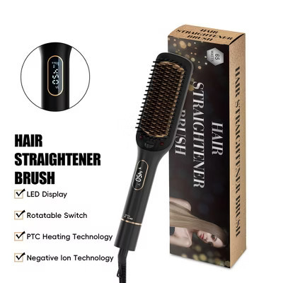 NICEBAY Hair Straightener Brush, 6 Temp Settings, Auto-Off, LED Display, Hair Straightening Brush for Women, Hair Straightener Comb | Target