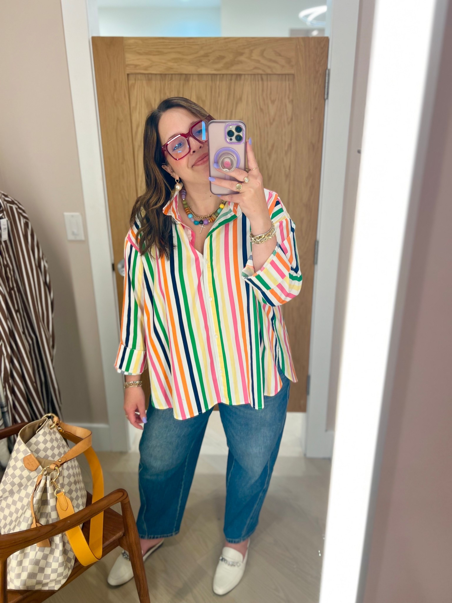 The cutest stripe top! So comfy & flowy! Runs TTS! 