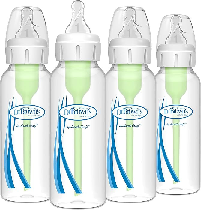 Dr. Brown's Natural Flow Anti-Colic Options+ Narrow Baby Bottle, 8 oz/250 mL, with Level 1 Slow F... | Amazon (US)