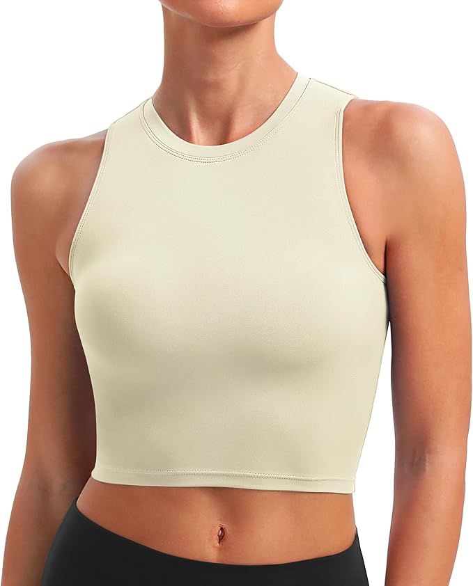 Sports Bras for Women Workout Crop Tank Tops with Built in Bra Athletic Longline Padded Yoga Shir... | Amazon (US)