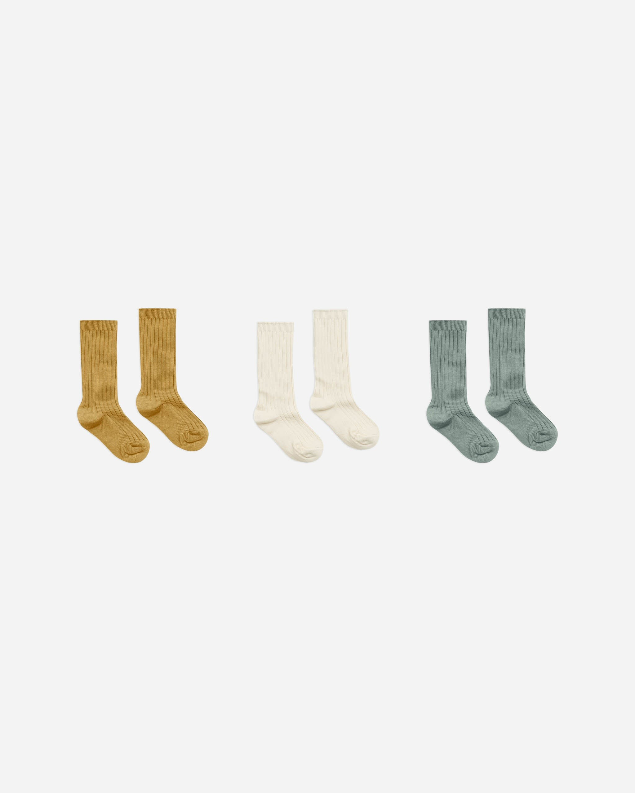 ribbed socks | gold, ivory, aqua | Rylee + Cru
