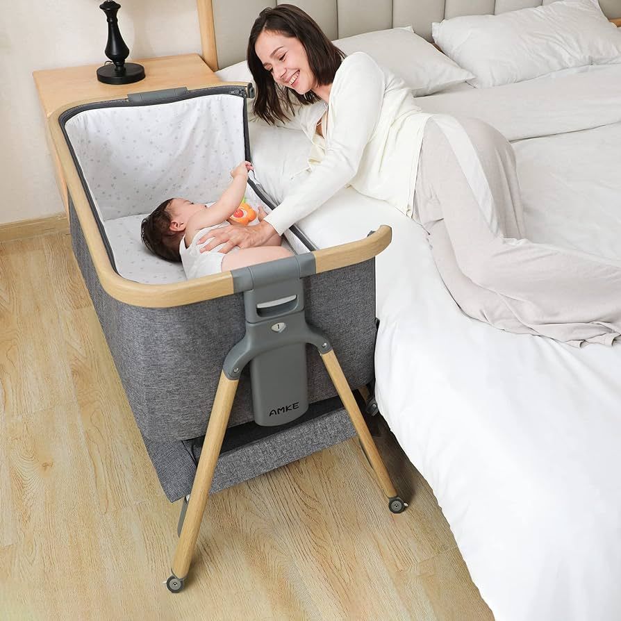 AMKE Bedside Sleeper for Baby,35s Quick Assemble Crib with Storage Basket,Portable Bassinets for ... | Amazon (US)