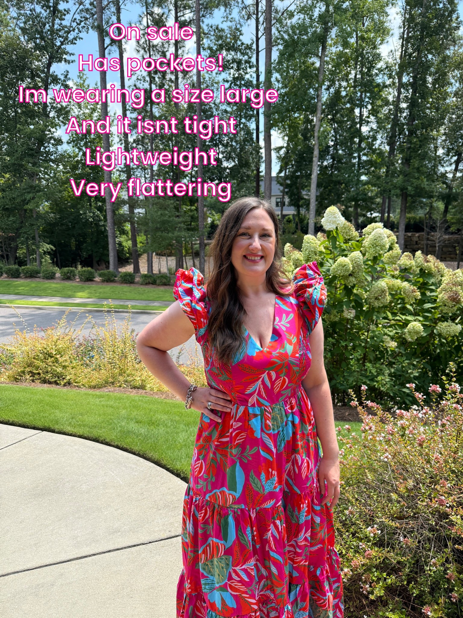 Now is the best time to buy for summer! Everything is on sale including this beautiful, super flattering and comfortable dress. Flutter sleeves and pockets! 

#LTKStyleTip #LTKSaleAlert #LTKSeasonal