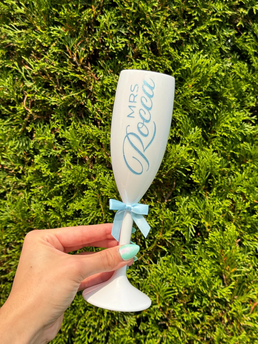 Personalized Mrs. Champagne Flute, Something Blue Bridal Shower Favor - Etsy | Etsy (US)