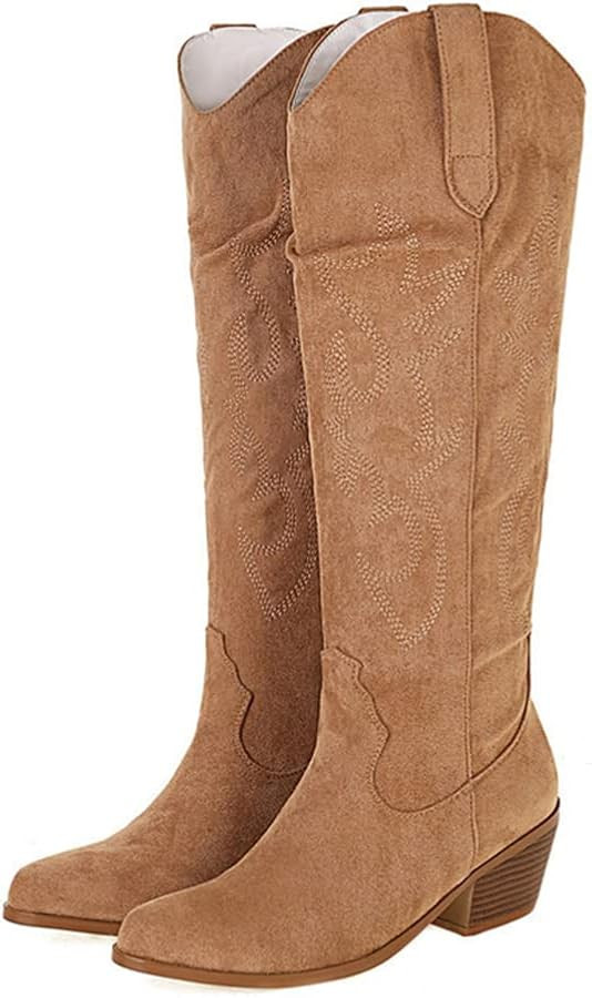 Women's V-neck Cowboy Boots Embroider Cowgirl Boots | Amazon (US)