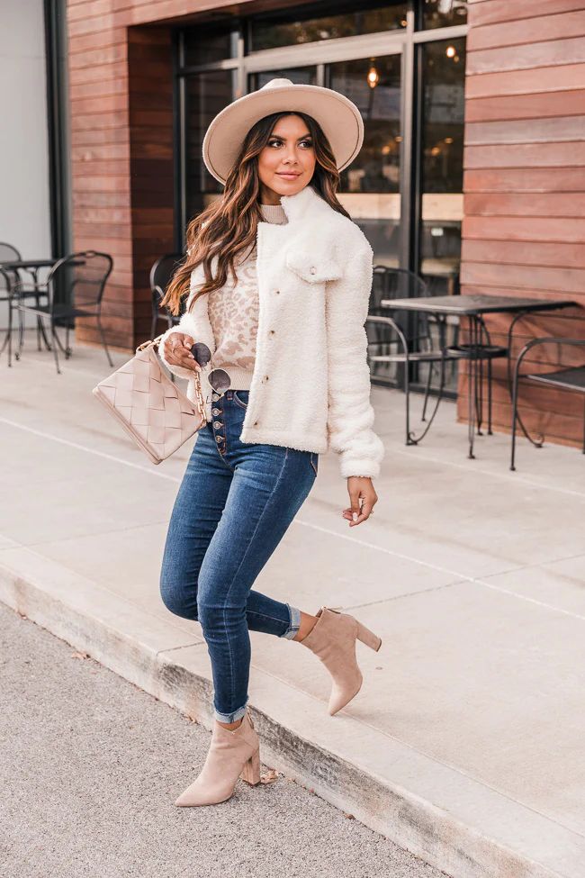 Mostly Yours Ivory Teddy Jacket | The Pink Lily Boutique