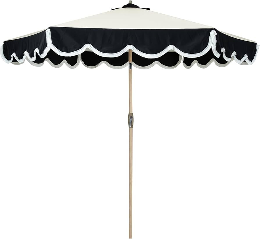 Tempera 9ft Scalloped Patio Umbrellas with Fringe, Market Umbrellas with Water-Resistant and Fade... | Amazon (US)