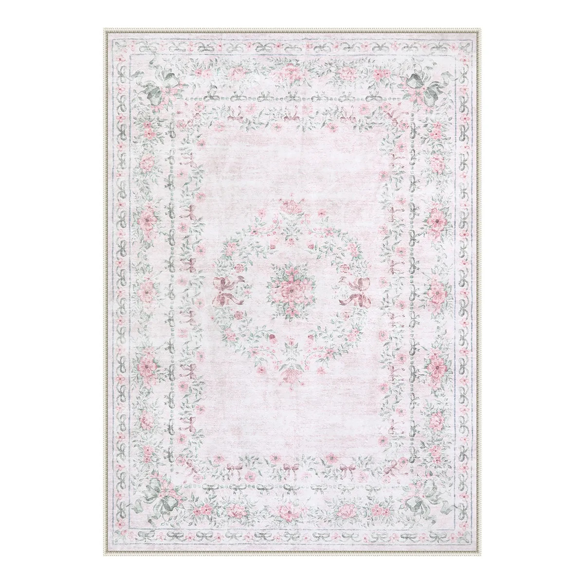 Washable Pink Traditional Floral Rug | Eliane Vintage Style - Lahome | Lahome