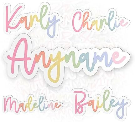 (New Update) Personalized Custom Name Sticker, Handlettered Rainbow Name Die-Cut Waterproof Vinyl... | Amazon (US)