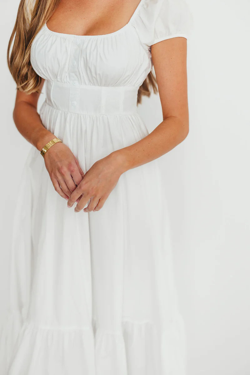 Hannah Midi Dress in White | Worth Collective