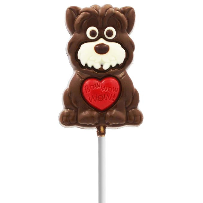 Valentine's White Terrier Puppy Big Chocolate Lollipop Holiday Treats, Milk Chocolate Pop Party B... | Amazon (US)