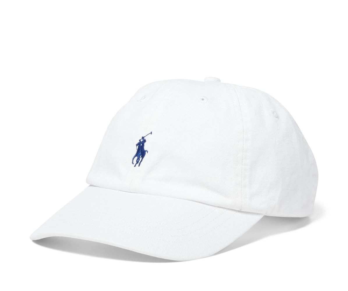 Polo Ralph Lauren Men`s Cotton Chino Baseball Cap (White(3007)/Navy/White, One Size) | Amazon (US)