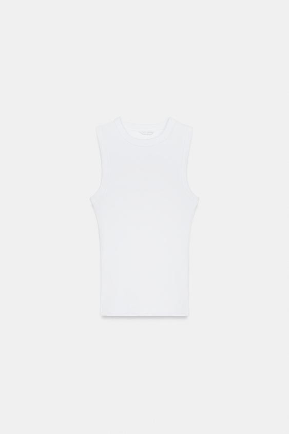 Zara - Ribbed Top With Straps In Grey Marl - M - Woman | Zara UK