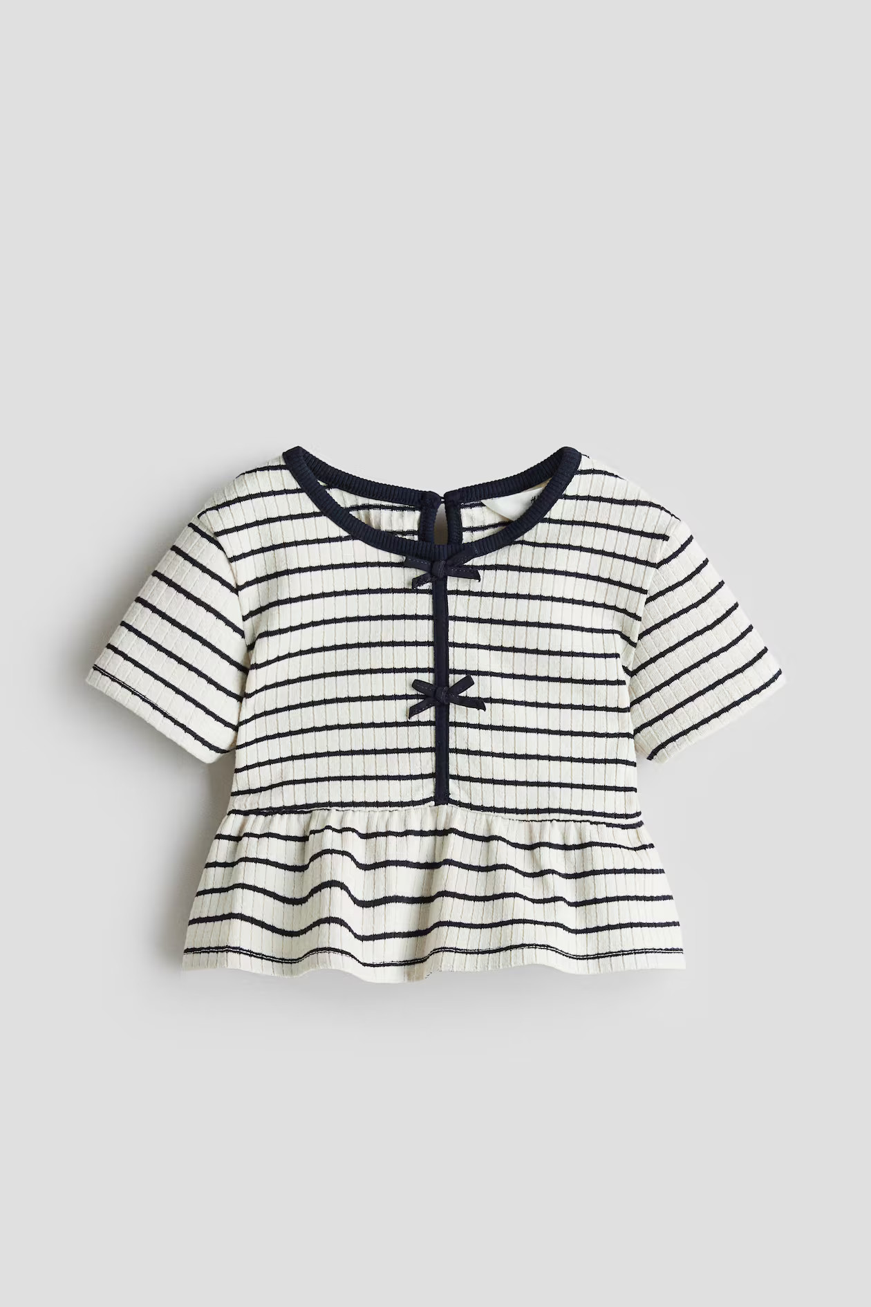 Rib-Knit Peplum Top - White/striped - Kids | H&M US | H&M (US + CA)