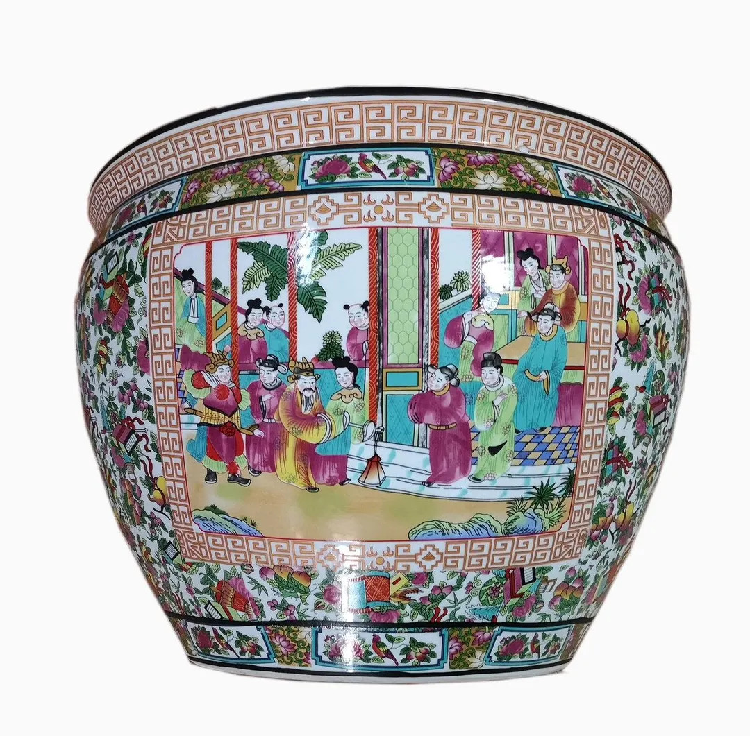 Chinese Rose Medallion Porcelain Fishbowl Planters With Coy Fish - Etsy | Etsy (US)