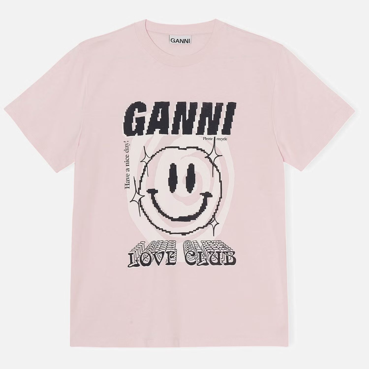 Ganni Women's Basic Cotton Jersey Smiley Face T-Shirt - Light Lilac | Coggles (Global)