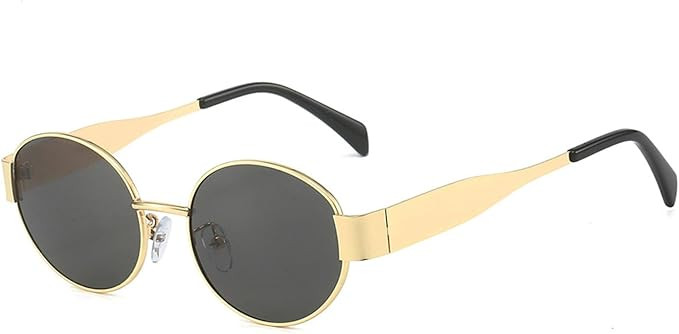 Retro Oval Sunglasses for Women Men Trendy Metal Frame Design Classic Black Shades UV400 Protecti... | Amazon (US)