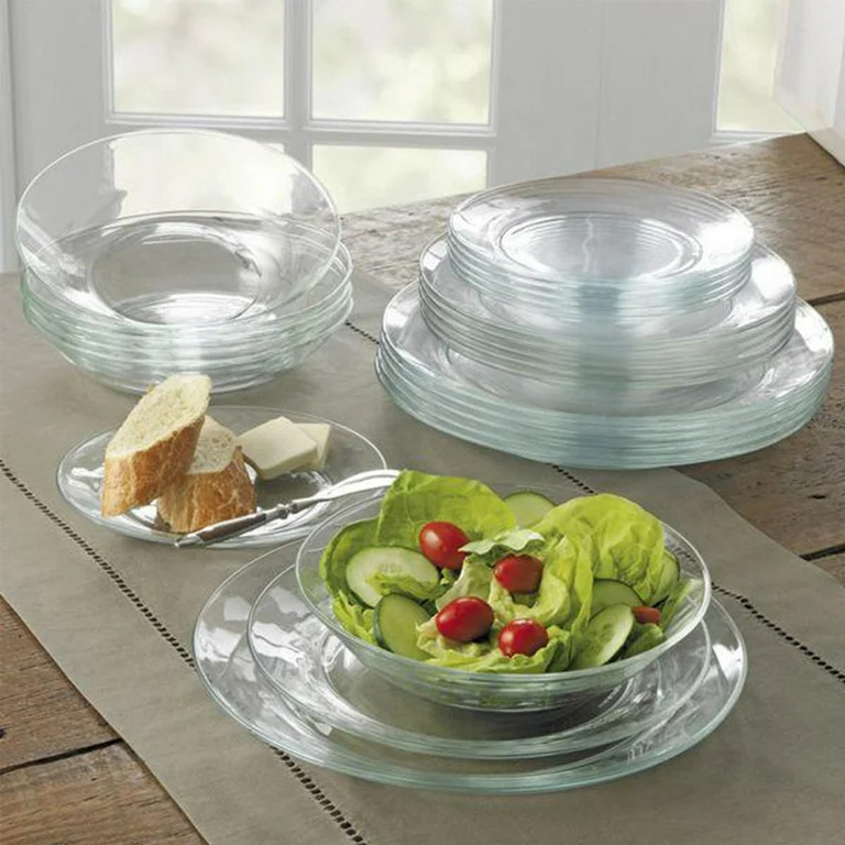 Duralex Lys Calotte 8 Inch Clear Tempered Glass Dinnerware Plates, Set of 6 | Walmart (US)