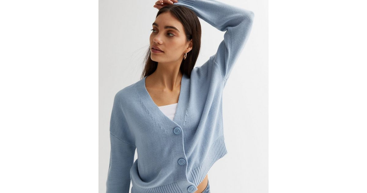 Pale Blue Knit Button Front Cardigan | New Look | New Look (UK)